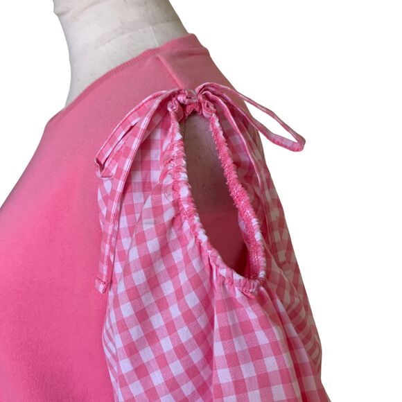 Tommy Hilfiger Cotton Gingham Check Short Sleeve Blouse Top Pink Size SP - Picture 4 of 12